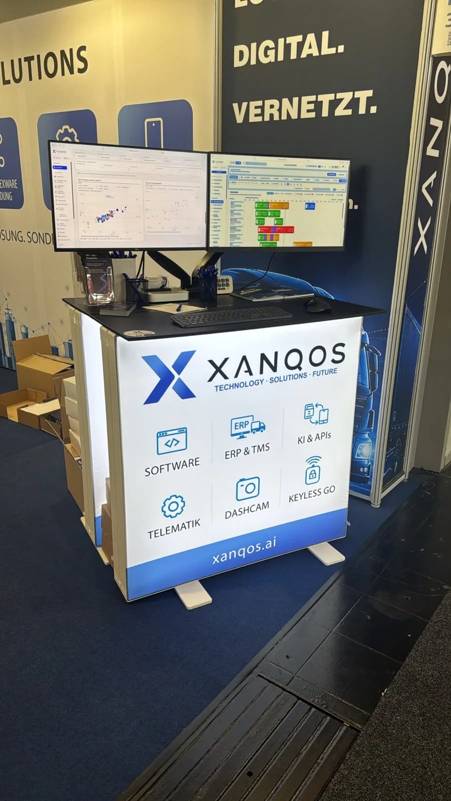 XANQOS Arbeitsplatz für Produktdemonstrationen auf der IAA Transportation